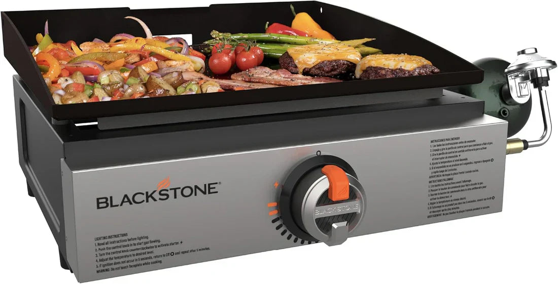 60K BTU Portable Flat Top Grill | 17" Cast Iron • Pro Outdoor Cooking