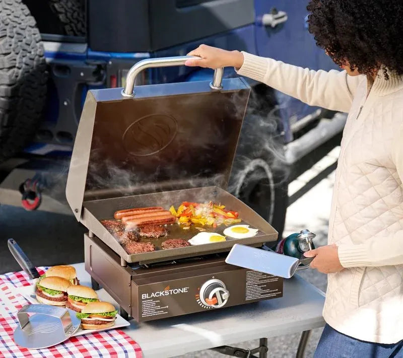 60K BTU Portable Flat Top Grill | 17" Cast Iron • Pro Outdoor Cooking