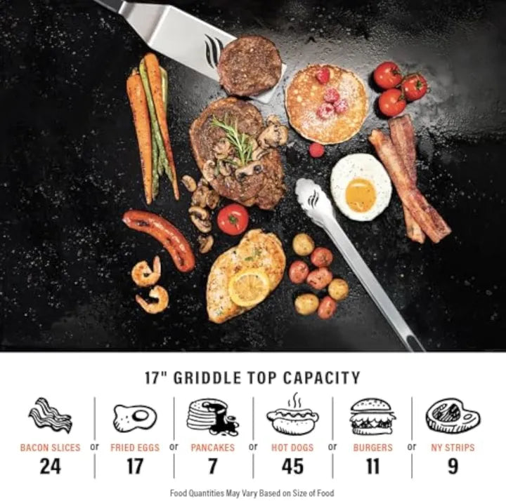 60K BTU Portable Flat Top Grill | 17" Cast Iron • Pro Outdoor Cooking