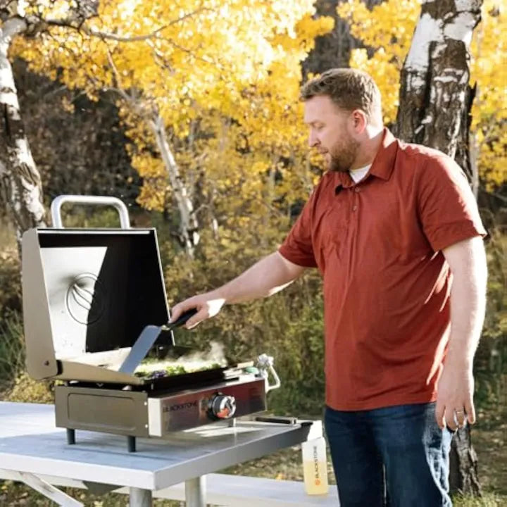 60K BTU Portable Flat Top Grill | 17" Cast Iron • Pro Outdoor Cooking